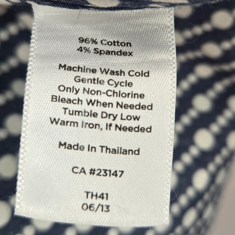 Talbots Petites Navy White Polka Dots Cotton Button Down Shirt Size 14P - Picture 11 of 11